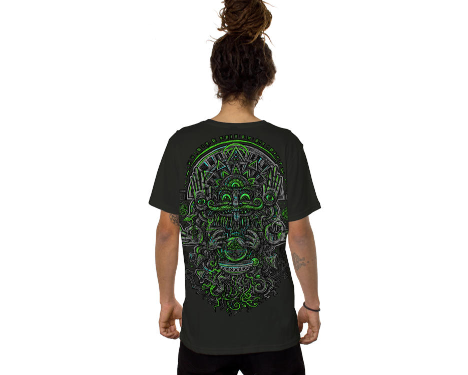 men Dark Khaki psychedelic t-shirt